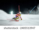 Small photo of Madonna di Campiglio, Trento, Italy. 22 December 2023. Canalone Miramonti, 3Tre Men’s Slalom, Audi FIS Ski World Cup 2023-24. #5, Manuel Feller, AUT