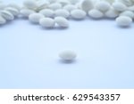 white pills medicine  isolated... | Shutterstock . vector #629543357