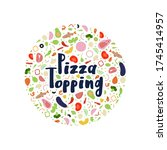 lettering pizza topping with... | Shutterstock .eps vector #1745414957