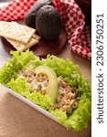 Small photo of Tuna salad. Very popular dish in many countries, it is a quick, simple and nutritious recipe, it can be served in a sandwich, with cookies or as a complement to another dish.