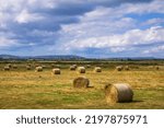 Fields Of Hay Bales And The...