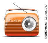 Orange Retro Radio. Vintage....