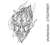 mask of devil vector tattoo... | Shutterstock .eps vector #1752293837
