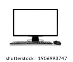 Desktop computer or computer monitor isolated on white background.