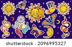 celestial magic set of stickers.... | Shutterstock .eps vector #2096995327