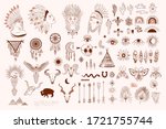 collection of boho and tribal... | Shutterstock .eps vector #1721755744