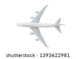Model plane, airplane mock up in white color with clipping path - Top View