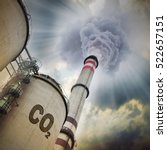 Small photo of Smoking stack from lignite power plant. Digital artwork on air pollution and climate change theme.