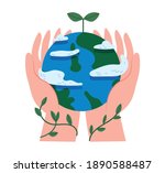 a huge hand holding the earth.... | Shutterstock .eps vector #1890588487