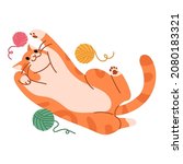 the cat is playing with a ball... | Shutterstock .eps vector #2080183321