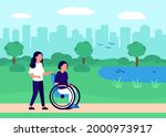 disabled woman on wheelchair... | Shutterstock .eps vector #2000973917