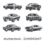 set of retro muscle cars ...