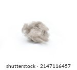 Small photo of tangle of cat hair on a white background