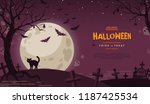 halloween banner with cat at... | Shutterstock .eps vector #1187425534