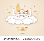 ramadan kareem banner with gold ... | Shutterstock .eps vector #2135039197