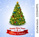 christmas fir tree with... | Shutterstock .eps vector #223344991