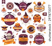 set of vintage happy halloween... | Shutterstock .eps vector #297873377