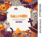 halloween background with flat... | Shutterstock .eps vector #297880484