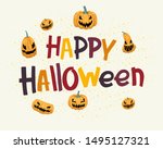 halloween greeting lettering ... | Shutterstock .eps vector #1495127321