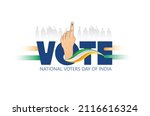 Happy National Voters Day, illustration Of Showing Voting Finger With Electronic Voting Machine, India Tricolour Background