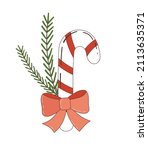a caramel cane or a christmas... | Shutterstock .eps vector #2113635371