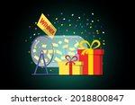 prize raffle rotating drum with ... | Shutterstock .eps vector #2018800847