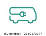 electric bus icon. green cable... | Shutterstock .eps vector #2160173177