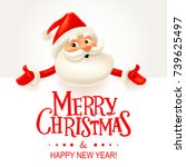 santa claus with big signboard. ... | Shutterstock .eps vector #739625497