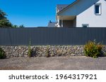 Grey Metal Corrugated Fence In...