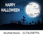 halloween  with a grave... | Shutterstock .eps vector #1176158791