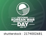 National Korean War Veterans Armistice Day. July 27. Holiday concept. Template for background, banner, card, poster with text inscription. Vector EPS10 illustration