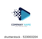 media play pixel logo design... | Shutterstock .eps vector #523003204