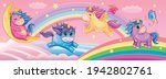 set funny small unicorns. cute... | Shutterstock .eps vector #1942802761