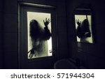 Horror Woman In Window Wood...