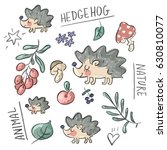 set illustration with hedgehog... | Shutterstock .eps vector #630810077