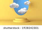 yellow podium with white clouds ... | Shutterstock . vector #1928242301