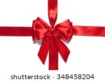 red ribbon bow on white... | Shutterstock . vector #348458204