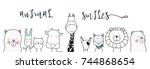 cute cartoon sketch animals for ... | Shutterstock .eps vector #744868654