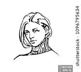 fashionable young girl. sketch. ... | Shutterstock .eps vector #1096795634