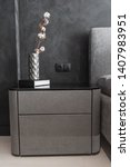 Stylish Gray Bedside Table With ...