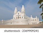 Small photo of Basilica of Our Lady of Good Health, Velankanni Church South India, Tamil Nadu. or Our Lady of Vailankanni. This Catholic Church is situated on coast of Nagapattinam