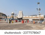 Small photo of Tirupati, andhra pradesh, India 21 March 2022 Devotee visit to Tirupati Balaji temple or Venkateswara Temple, The most visited place of Hindu pilgrimage and second in world's richest temples.