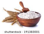 Flour with wheat in a wooden...