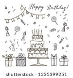 happy birthday hand drawn... | Shutterstock .eps vector #1235399251