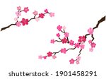 apple or cherry flowers  branch ... | Shutterstock .eps vector #1901458291