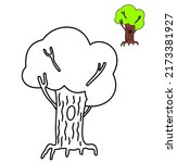 coloring page with tree with... | Shutterstock .eps vector #2173381927