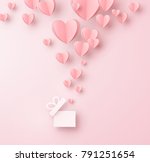 valentines hearts with gift box ... | Shutterstock .eps vector #791251654