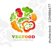 healthy food logo. round emblem ... | Shutterstock .eps vector #1204886677
