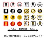 stand here and keep distance... | Shutterstock .eps vector #1733591747