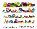 rainbow season forest. vector... | Shutterstock .eps vector #2158285367
